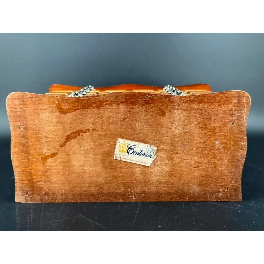 Vintage 1970s Centurion Wooden Musical Jewelry Box 3 Drawer Mirror Organizer